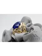 Sapphire 8 كارت من الذهب الأصفر خاتم حرف يدوية فينتاج vrc031x-sp Art Deco أسلوب مجوهرات فينتاج روسي سوفيتي من اتحاد الجمهوريات ا